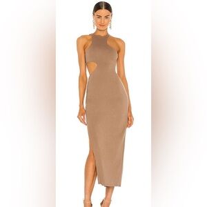 Stockholm Atelier Taupe cutout bodycon dress size 4